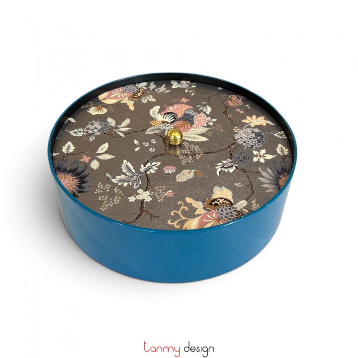 Round lacquer box hand painted with flower and abstract pattern 22*H7cm ( different designs )